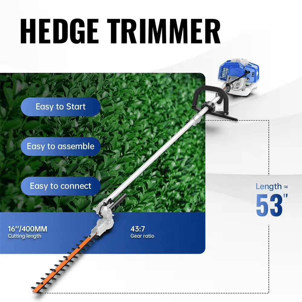 26Cc 2-Cycle Gas Engine Multi-Tool with String Trimmer/Edger, Hedge Trimmer and Brush Cutter Blade Combo Kit (4-Tools) - Image 4