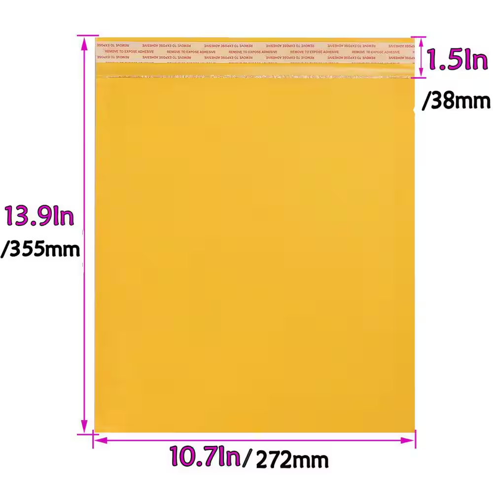 25 Pcs 10 In. X 13 In. Yellow Bubble Mailers, Self Seal Padded Envelopes Shipping Envelopes for Shipping Packaging - Image 2